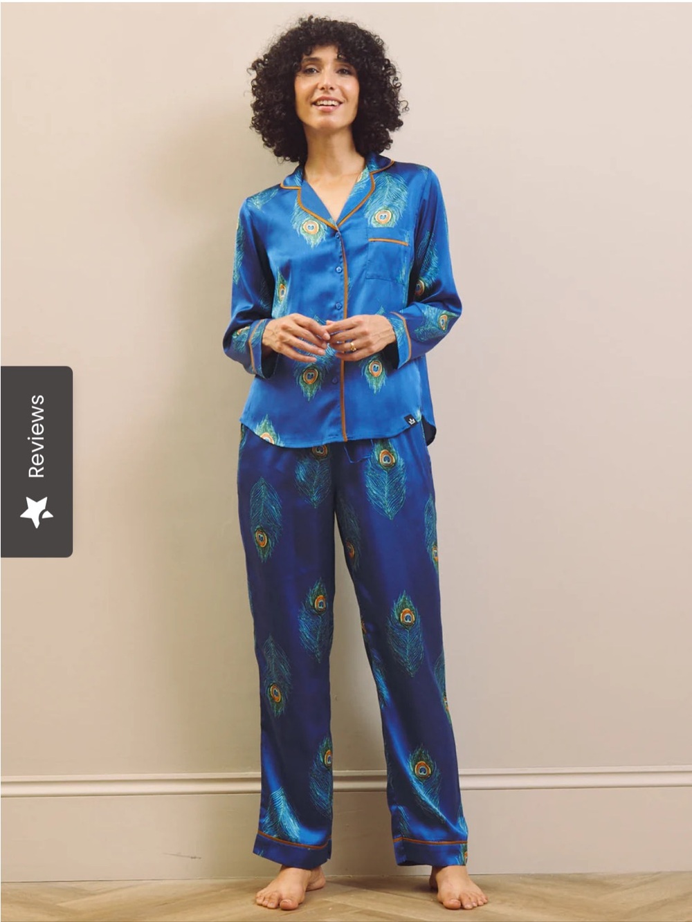 Blue Peacock Feather Satin Pajama